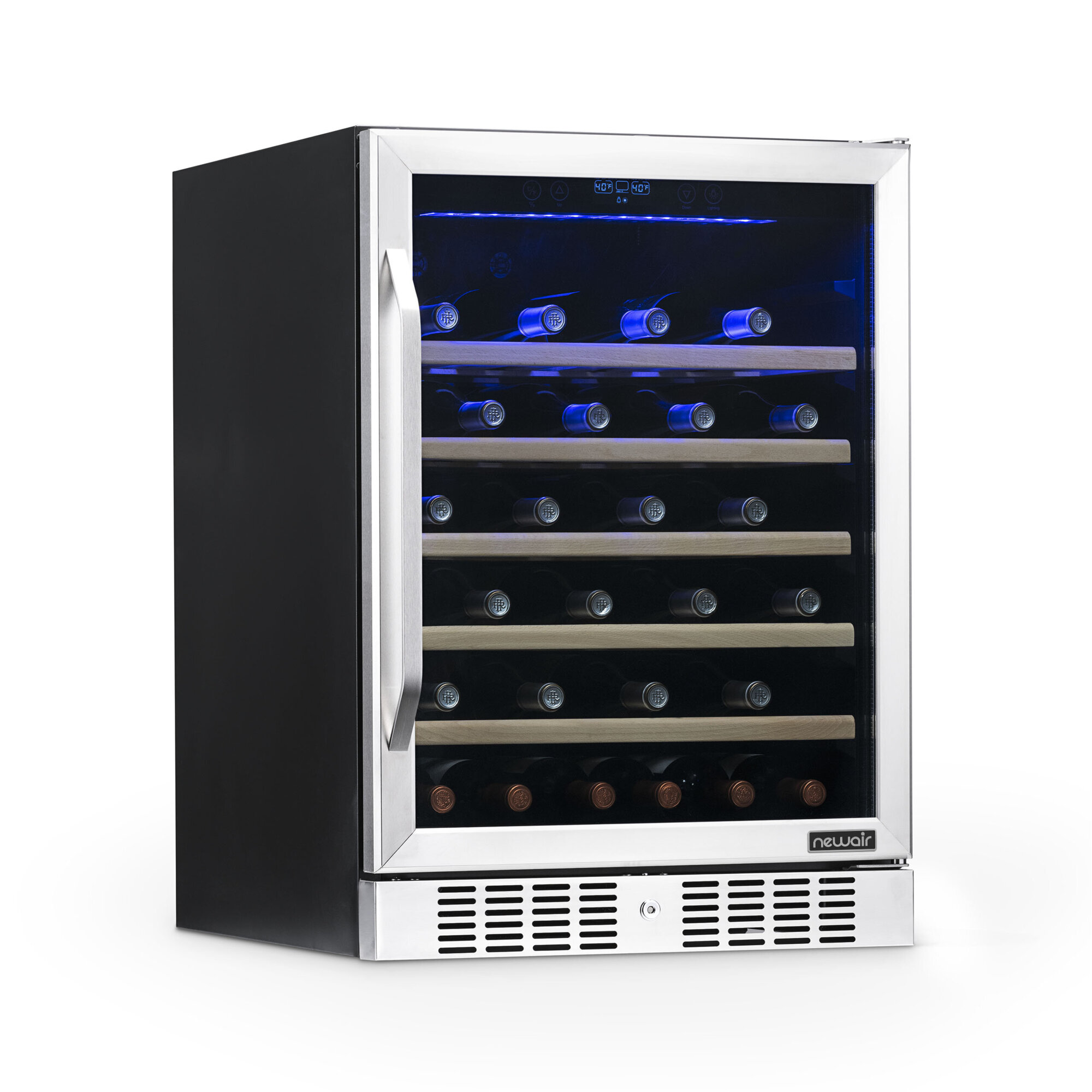 Newair Stainless Steel Dual Zone Wine Fridge, Height 33 in, Width 23.5 in, Built-In, Model# AWR-520SB